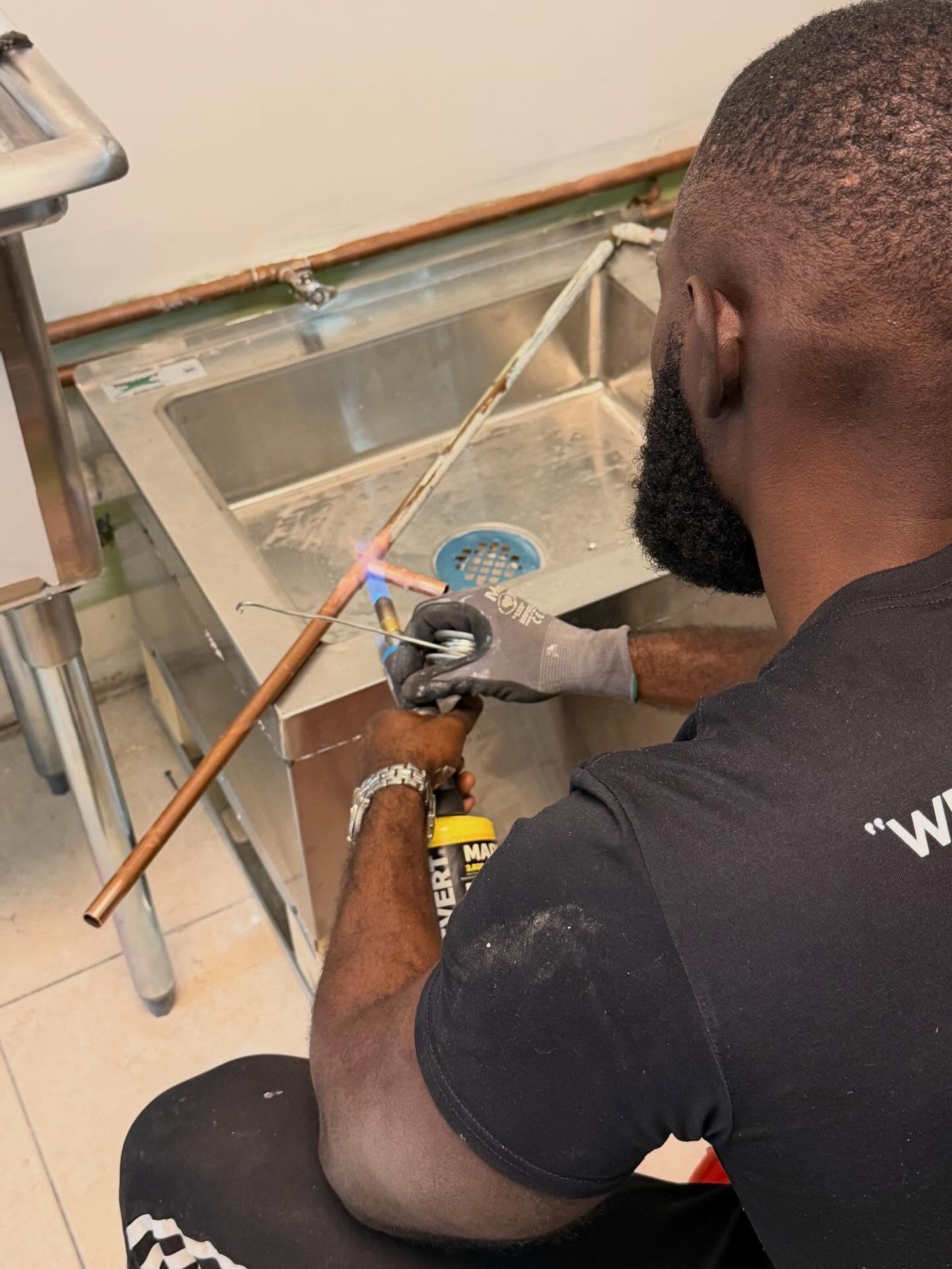 Soldering new copper supply lines during a repipe