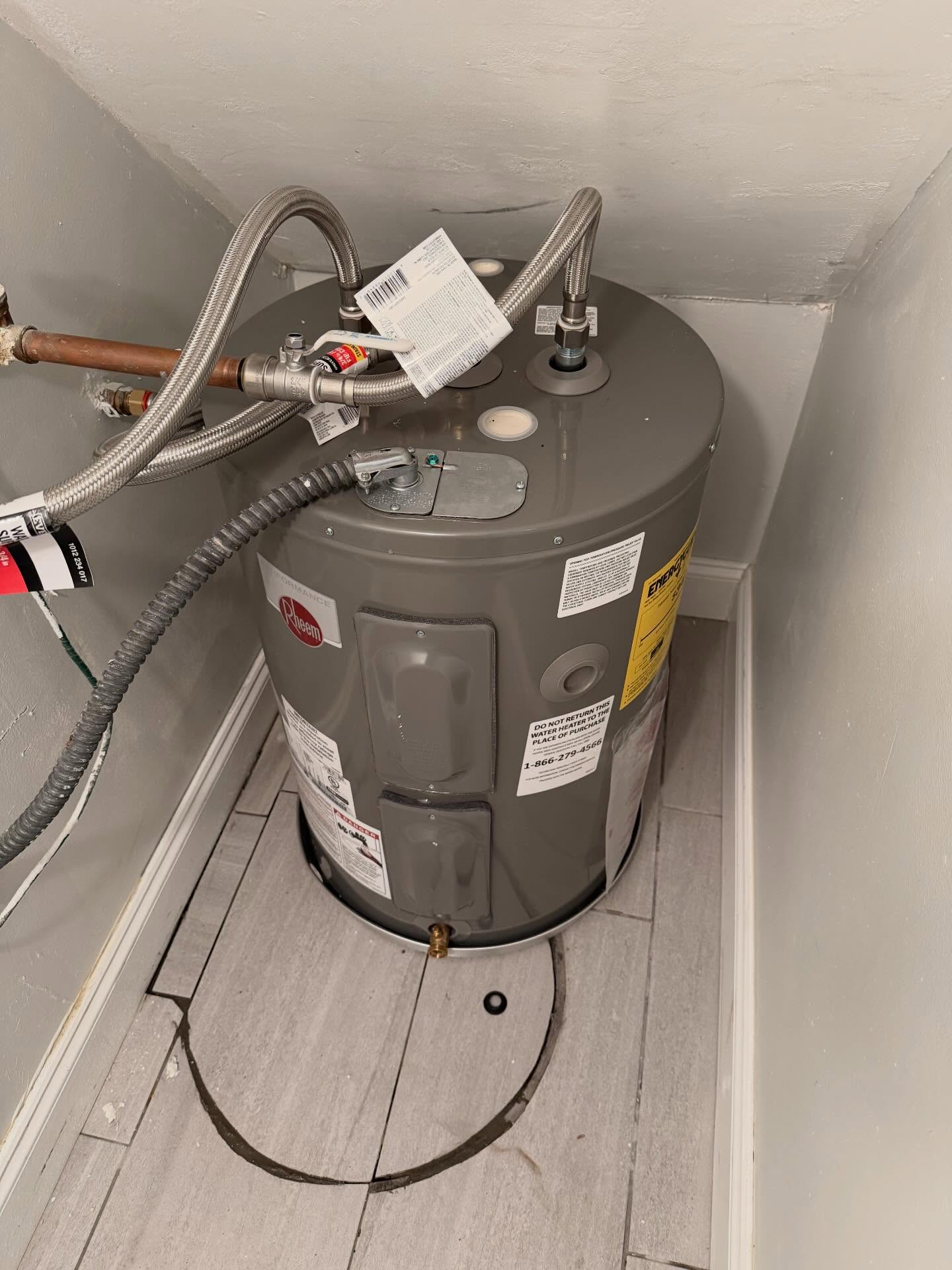 Water heater replacement on a plumbing job